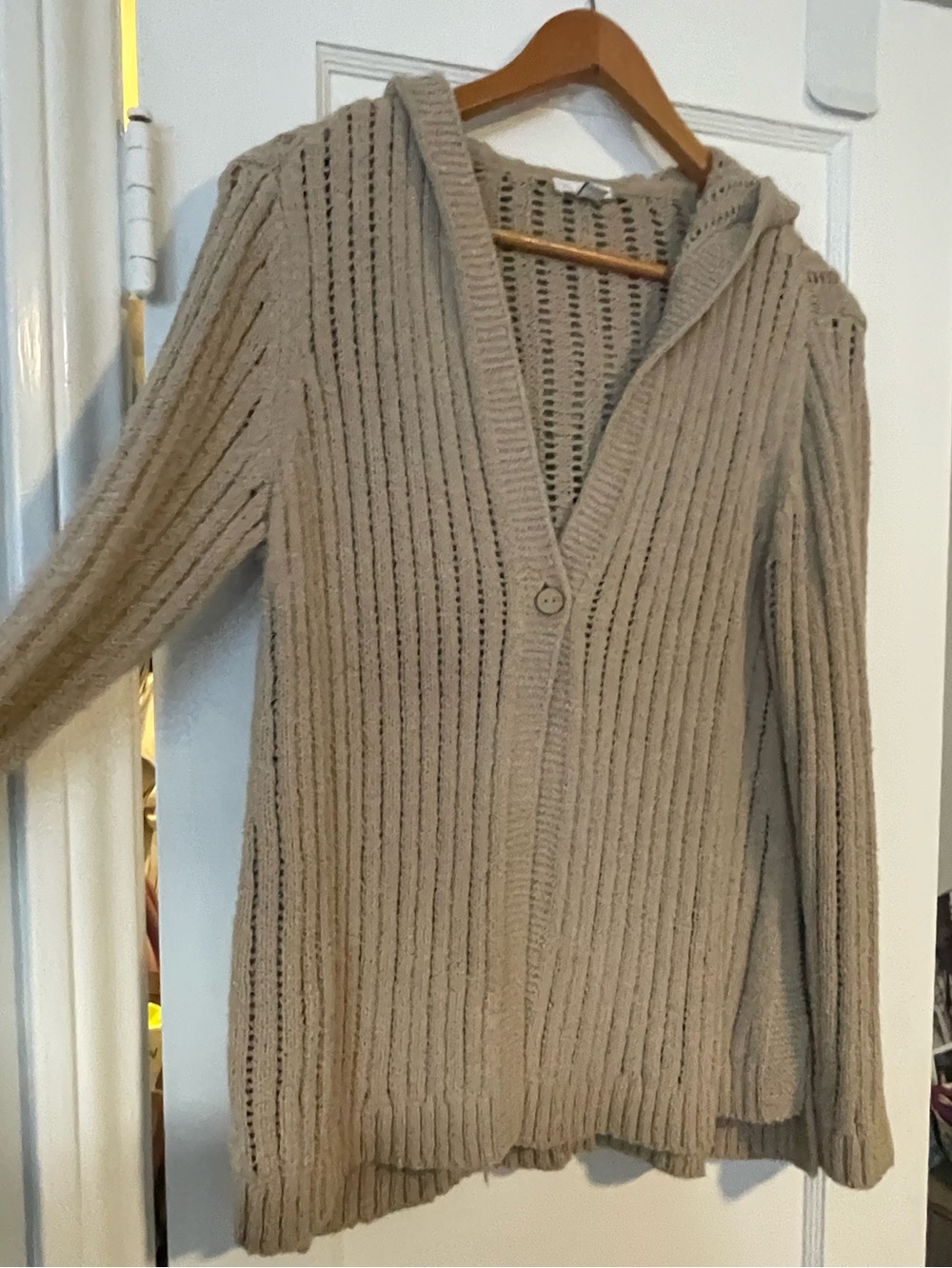 J. Jill Beige Open-Knit Ribbed Button Cardigan - Picture 3 of 4